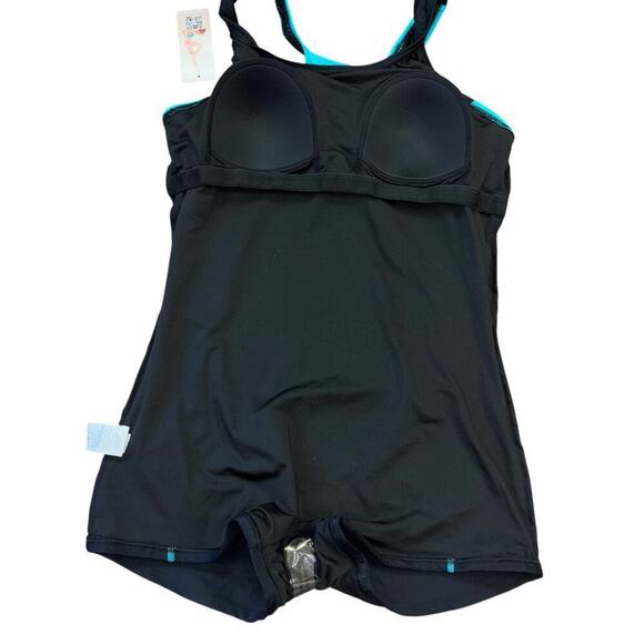 NWT My Charmo UPF 50 Conservative Black Blue Swimsuit Women’s L Beach Summer - Picture 3 of 13